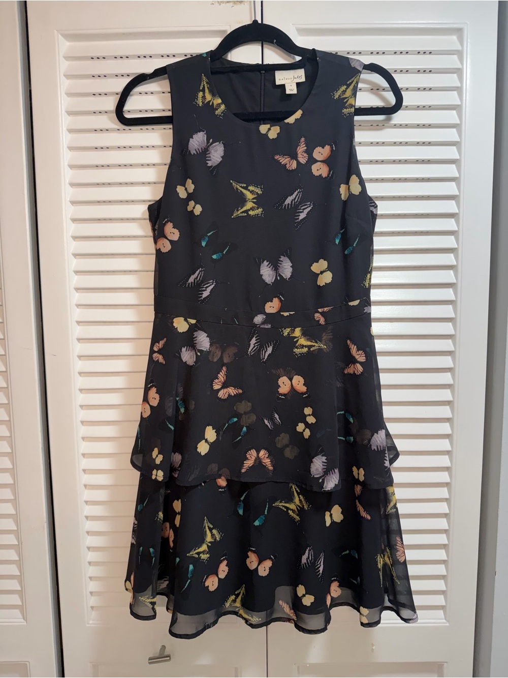 Maison Jules Black Butterfly Tiered Dress